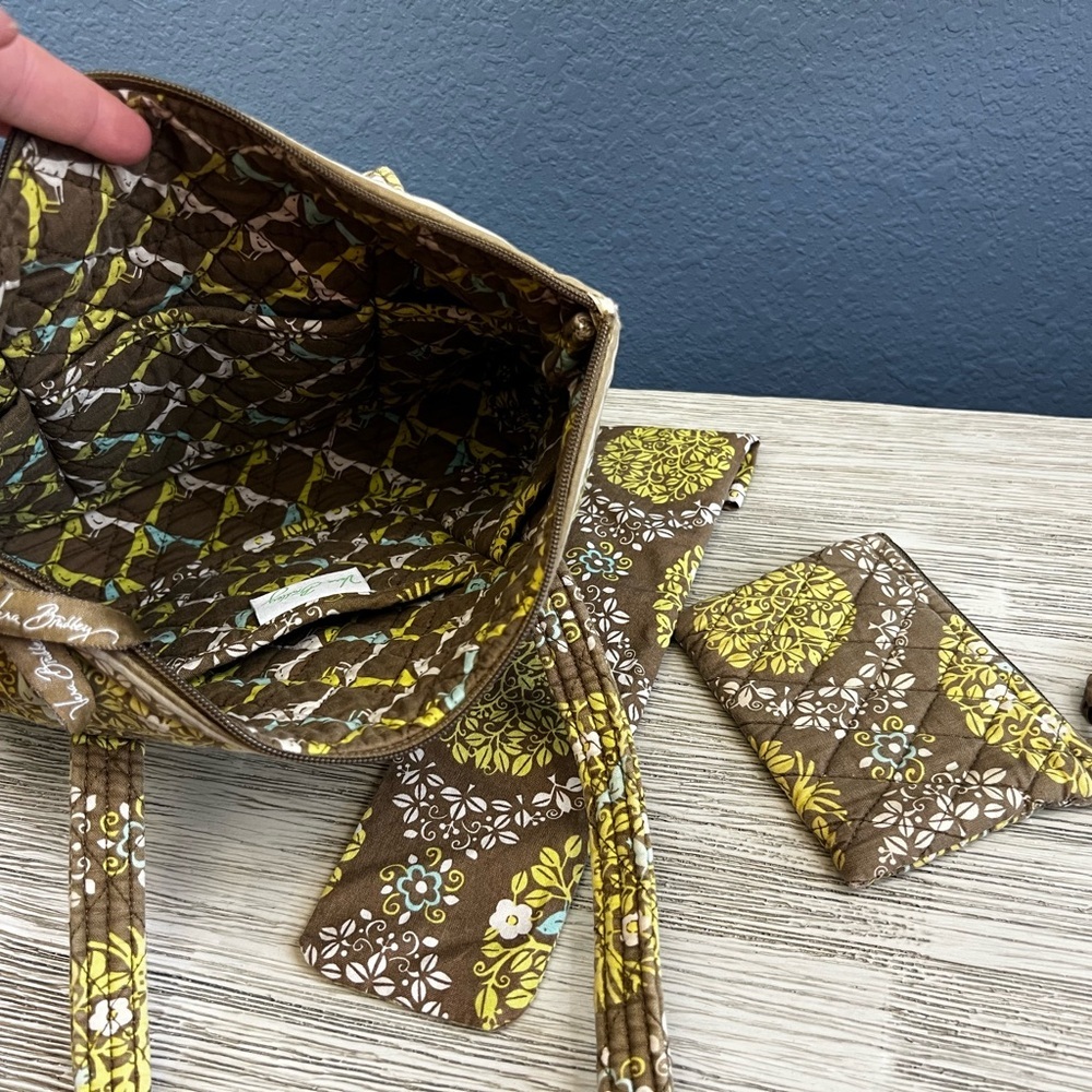 Vera Bradley Quilted Tote in Brown and Yellow Floral with Coin Purse - Picture 12 of 12